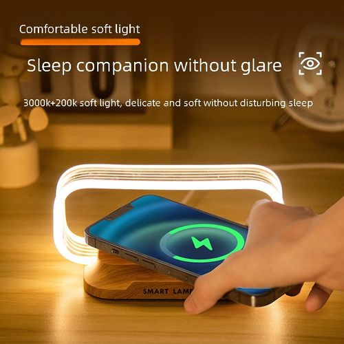 New Hot-selling 15W Wireless Charging Bedroom Bedside Touch Acrylic Portable Table Lamp Multifunctional Dimmable Soft Light