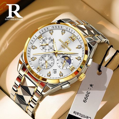 Luxury waterproof wristwatch, men's luminous quartz watch.