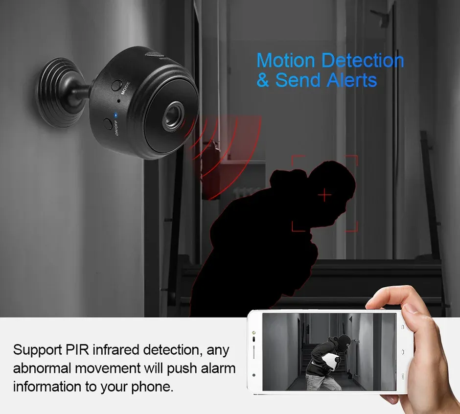 HD 1080P WIFI IP Camera Home Security Small Size IR Night Vision Motion Detect Alarm Portable Mini Surveillance Camera