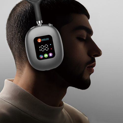 AKZ MAX600 Custom-Molded New Wireless Bluetooth Headphones with RGB Digital Display and Card Reader