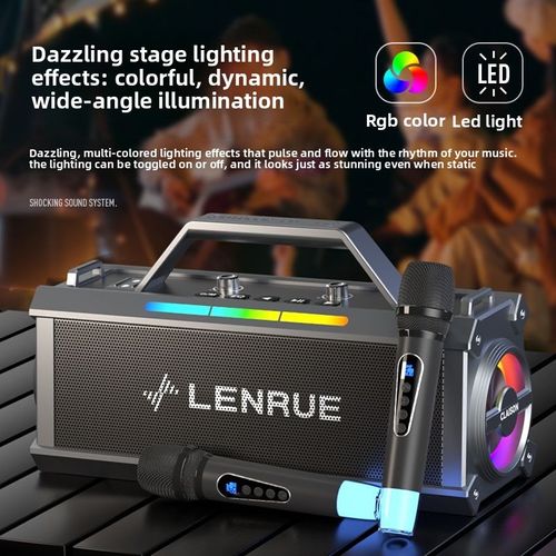 High-Volume Bluetooth Speaker with Microphone — Ideal for Outdoor Karaoke, Ultra-Long Battery Life, Bluetooth 5.3 Wireless Connectivity