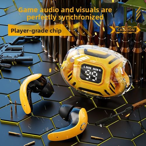 New Private Mold TWS Bluetooth Earphones, Ultra Long Battery Life, High Sound Quality, In-Ear Mecha Style Breathing Light Gaming Headset