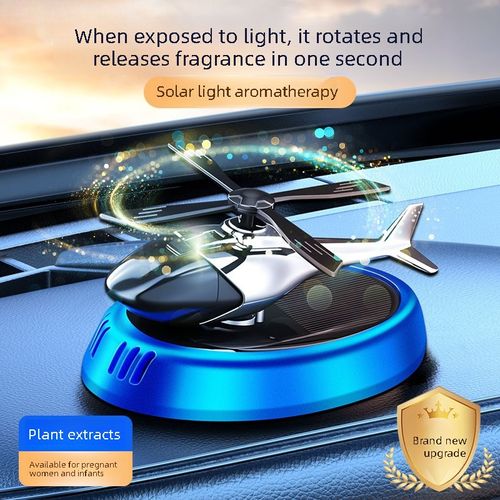 Car air freshener, solar-powered rotating airplane perfume, high-end decorative item for men's car center console.