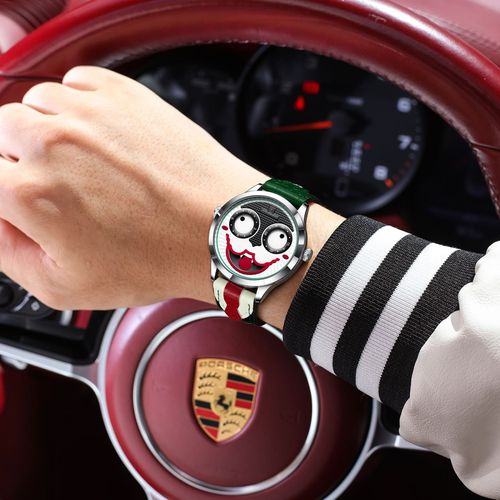 Swiss brand cross-border jester men's watch, fashionable and waterproof leather strap wristwatch live broadcast