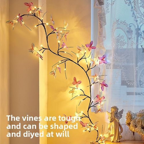 LED flexible shaping vine lights butterfly flower leaf indoor decoration wall arrangement romantic atmosphere lights