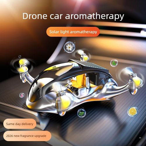 Creative drone based car air freshener  solar powered rotating airplane interior decoration for luxury cars.