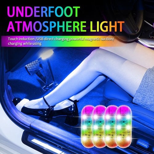 Car touch light USB wireless foot light flashing aircraft light backup lighting seven-color decorative warning light