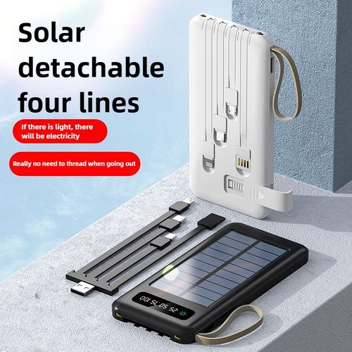 10000mAh Mini Ultra-thin Solar Power Bank with Built-in Cable