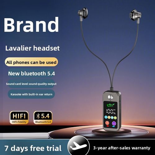 Clip-on Bluetooth headphones for singing and listening. New model 2026 with ultra-long battery life and large capacity. In-ear wireless with noise reduction for sports activities.