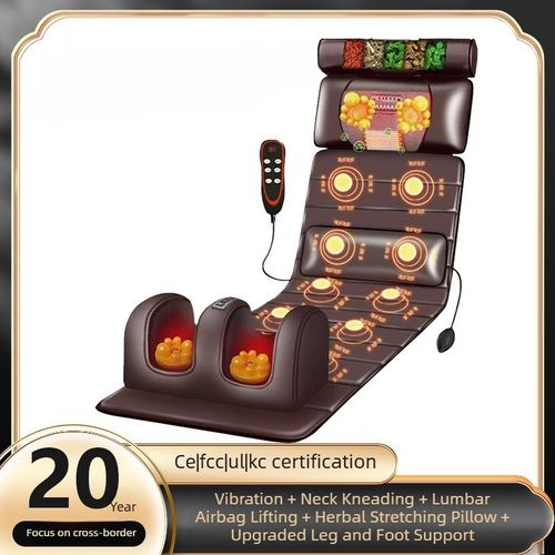 Multifunctional massage mattress with full-body kneading massager for neck, back, and waist, electric reclining cushion