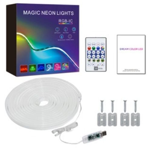 5V Neon Color Light Strip Outdoor Waterproof IP67 Running Light Flowing Water Soft Light Eye Protection Shaping Music Light Strip Set