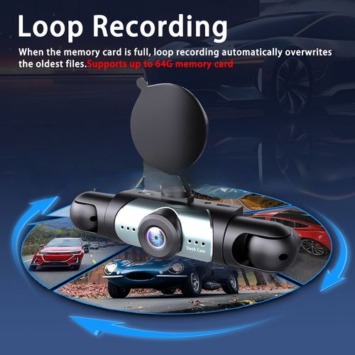 F108 Quad-Lens Monitoring Dash Cam 1080P Front Left Right Rear with Backup Camera