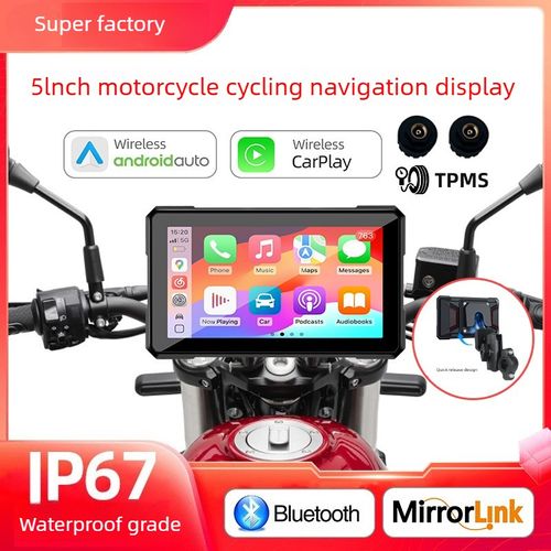 Motorcycle in-vehicle wireless CarPlay 5-inch detachable portable navigation screen waterproof HD riding recorder