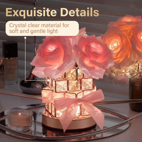 Rose Cube Atmosphere Table Lamp Night Light Qixi Valentine's Day Gift Ornament High-end Birthday Gift for Women
