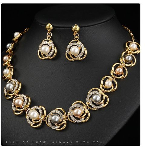 Pearl necklace set, bridal accessories, fashionable dresses, evening gowns, versatile, alloy electroplating