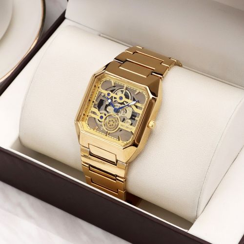 Square Men's Youth Sporty Versatile Business Quartz Skeleton Personalized Gear Second Hand Waterproof Watch