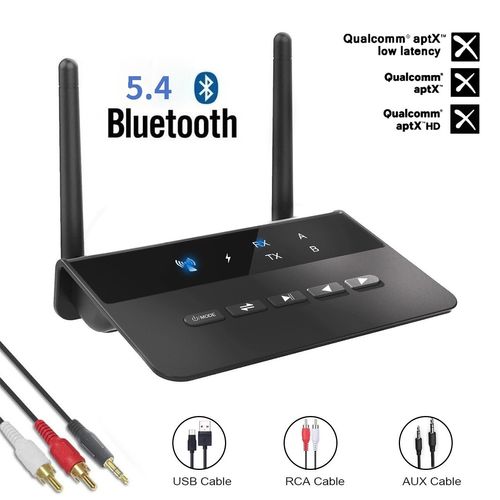 Bluetooth 5.4 Audio Transmitter Receiver 2 In 1 with Qualcomm Chip, AUX RCA Audio Adapter Support APTX Adaptive for Car TV