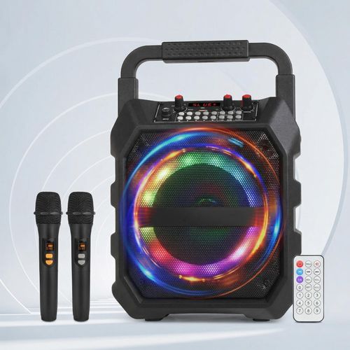 Outdoor speaker, karaoke microphone, all-in-one speaker and microphone, party and home wireless Bluetooth portable speaker.