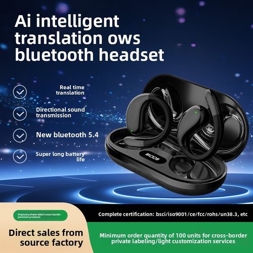 2026 New Arrival Ear Hook Non-in-ear Wireless Sports Headphones, Custom AI Smart Translation Bluetooth Earphones