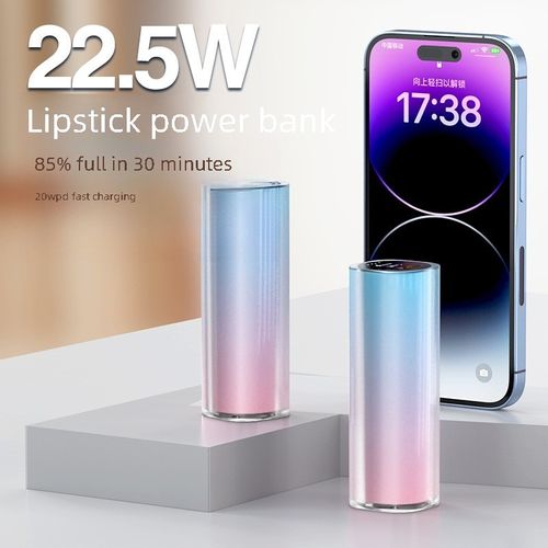 Stylish Gradient Lipstick Power Bank 22.5W Fast Charge Portable for Commute and Outdoor Trips