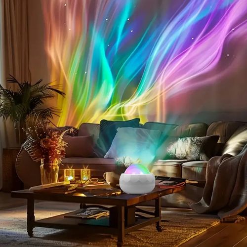 Colorful Water Ripple Projector Lamp, Iridescent Starry Sky Lamp, Northern Lights Ambient Lamp, USB Decorative Night Light