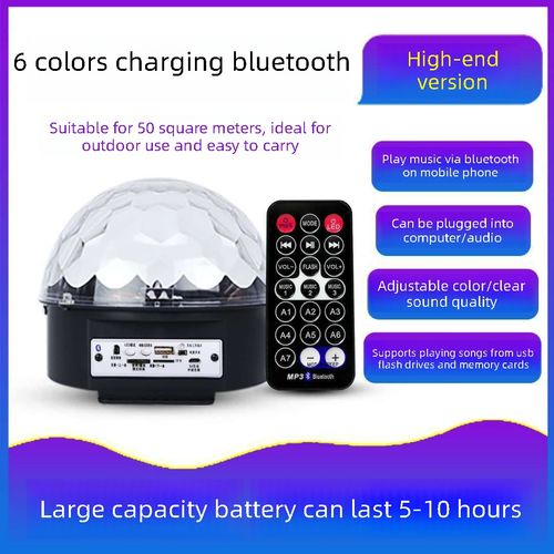 Rechargeable Bluetooth 6-color magic ball stage light