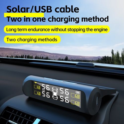 TY01 High Precision TPMS Tire Pressure Monitoring System, Solar Powered Wireless Smart Tire Pressure Monitor