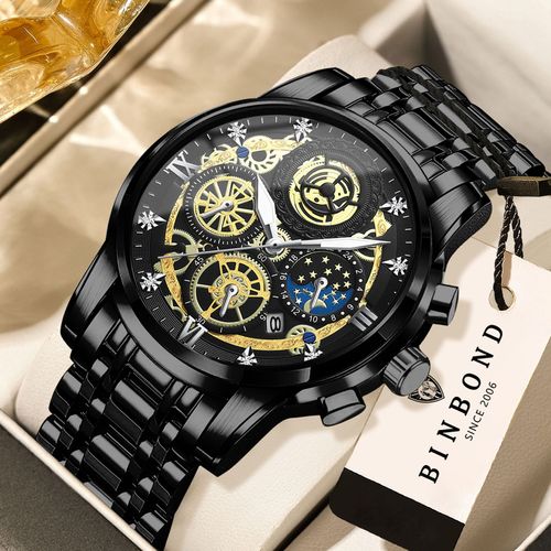 Bingbang Men's Quartz Watch Skeleton New Concept Waterproof Cross-border Watch Multifunctional Wristwatch