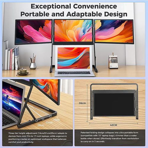 Portable 3-fold laptop screen
