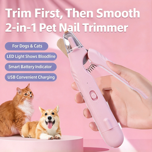 LED Pet Nail Clipper with Nail Grinder | Safe Pet Nail Trimmer for Dogs and Cats