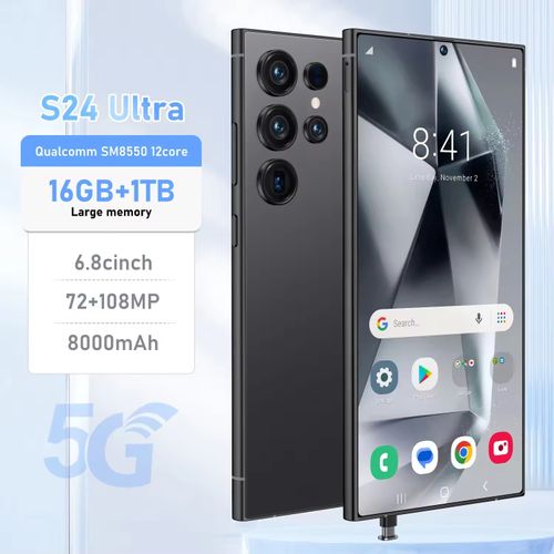 Original S24 super 5g smartphone 16gb + 1tb 6.8 polegadas hd tela android 14 reconhecimento facial 108MP câmera traseira para desbloquear jogos