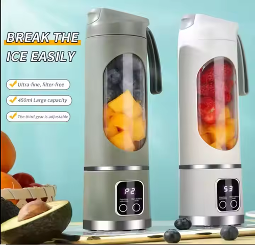 Suco fresco recarregável USB tipo C para coqueteleira e mini liquidificador pessoal, copo, liquidificador portátil