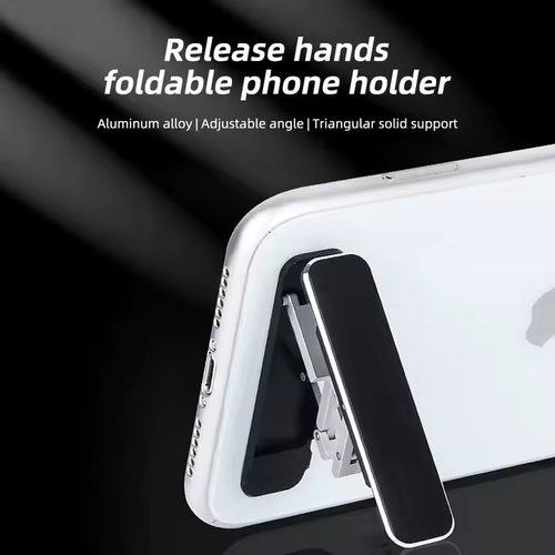 Suporte universal para iPhone em liga de alumínio, mini suporte portátil dobrável para telemóvel