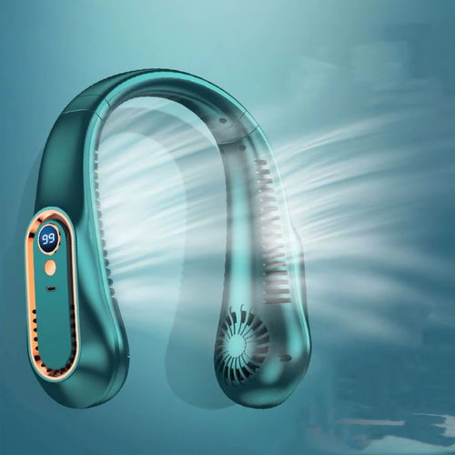 Ventilador de pescoço portátil recarregável personalizado, ventilador de refrigeração de verão para exteriores com visor LED
