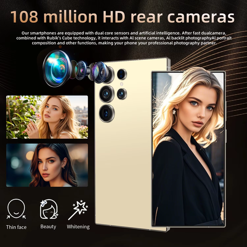 Original S25 Ultra 5G Dual Sim Smartphone 8GB + 256 com HD LED Display LTE Compatibilidade celular 3G e 4G Função