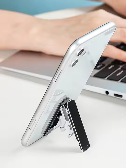 Suporte universal para iPhone em liga de alumínio, mini suporte portátil dobrável para telemóvel