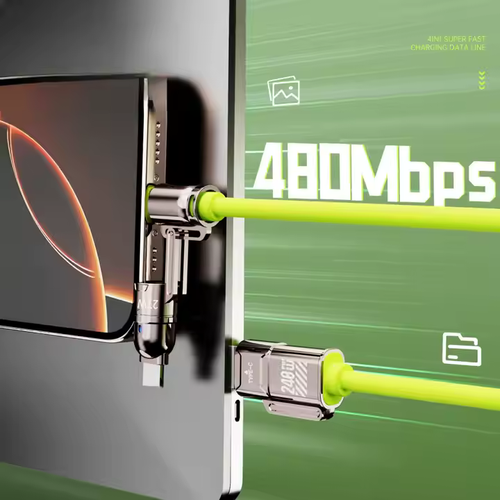WEKOME 2025 Novo Design 4 em 1 Cabo de Dados Tipo-C Silicone USB C 65w Carregamento Rápido Celular Liga de Zinco Carregamento Múltiplo