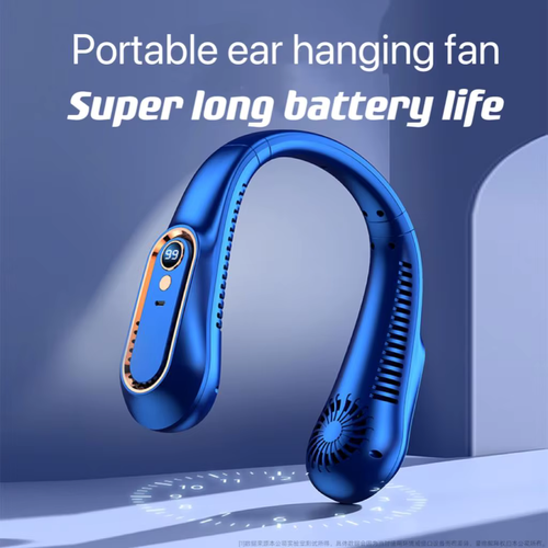 Ventilador de pescoço portátil recarregável personalizado, ventilador de refrigeração de verão para exteriores com visor LED