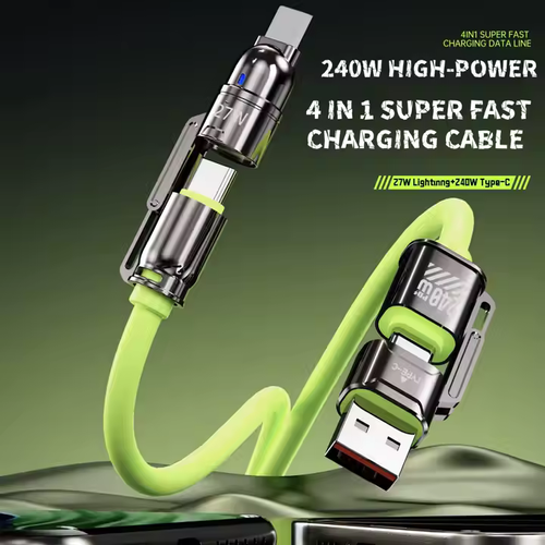 WEKOME 2025 Novo Design 4 em 1 Cabo de Dados Tipo-C Silicone USB C 65w Carregamento Rápido Celular Liga de Zinco Carregamento Múltiplo