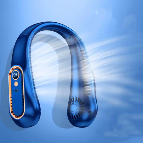 Ventilador de pescoço portátil recarregável personalizado, ventilador de refrigeração de verão para exteriores com visor LED