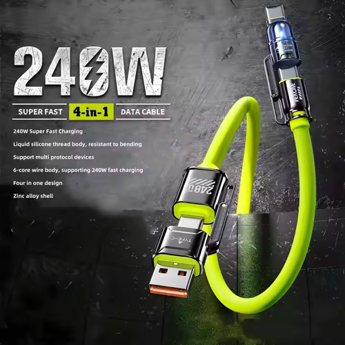 WEKOME 2025 Novo Design 4 em 1 Cabo de Dados Tipo-C Silicone USB C 65w Carregamento Rápido Celular Liga de Zinco Carregamento Múltiplo