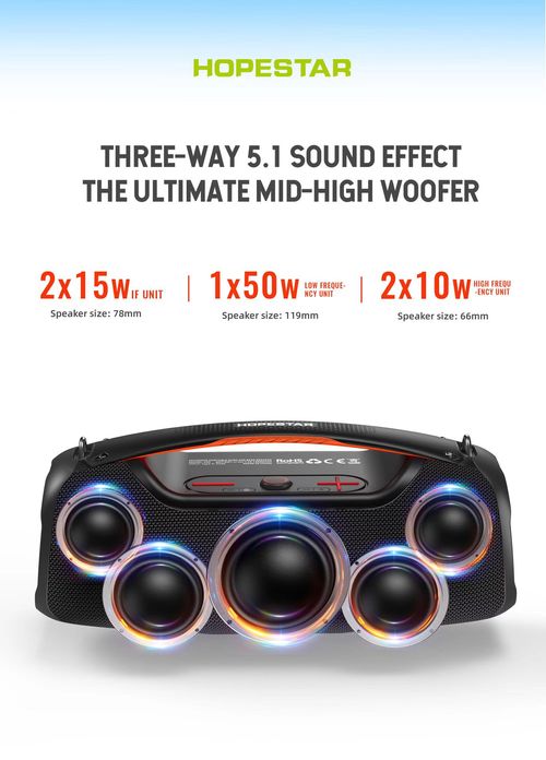 Hop Speaker A80 A60 High-Quality Portable Audio Player 350W RGB Wireless Subwoofer Holiday Party Artifact