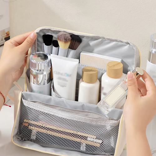 Standing Waterproof Makeup Bag – Portable, Large Capacity