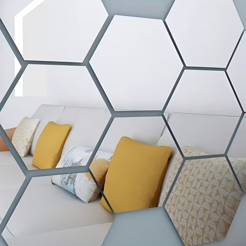 12pcs Self-Adhesive Hexagonal Acrylic Mirror Wall Stickers