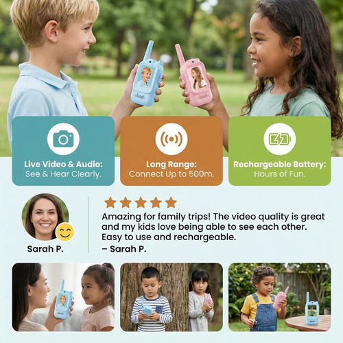 Kids Video Walkie Talkie Set (2-Pack) – Intercom with Camera & Screen