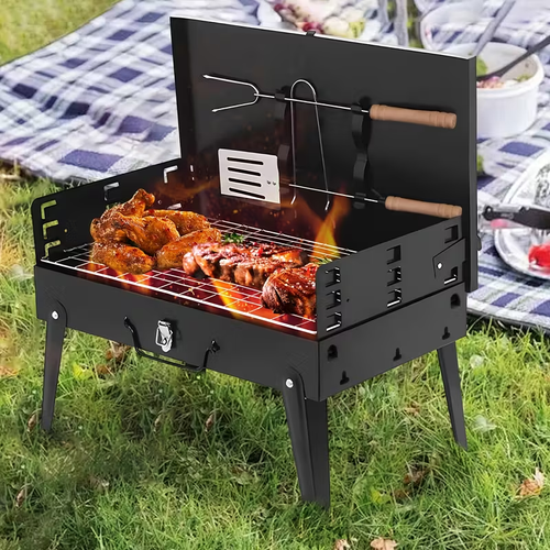 Portable Folding Charcoal Grill – Stainless Steel, Quick Setup, Easy Clean