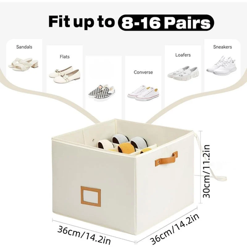 Fabric Shoe Organizer Storage Box – Foldable Design, Large Capacity