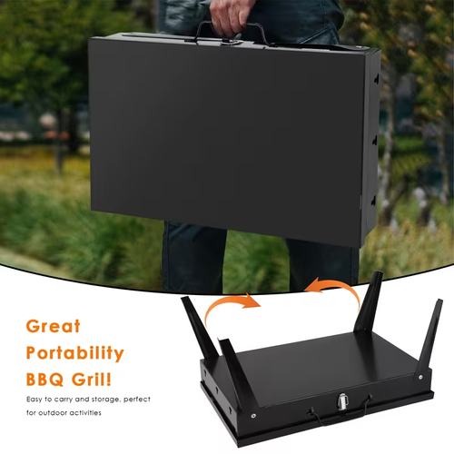 Portable Folding Charcoal Grill – Stainless Steel, Quick Setup, Easy Clean