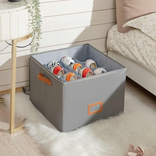 Fabric Shoe Organizer Storage Box – Foldable Design, Large Capacity