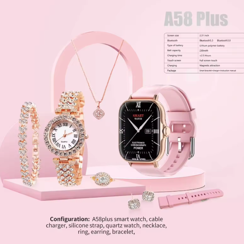Smart Watch 8 in 1 Necklace Earrings Bracelet Ring Luxury Jewelry Smartwatch